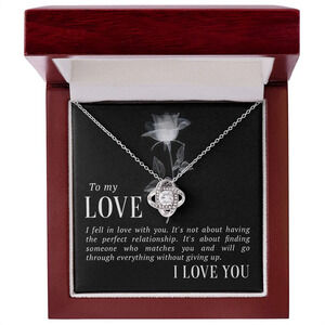 My Love I Fell in Love Infinity Knot CZ Necklace Silver Tone Luxury Box